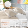 thumbnail image 3 of Beige Striped Bedding 3 Piece Duvet Cover Set Full Size, Farmhouse Luxurious White Stripes Modern Abstract Art Soft Microfiber Comforter Cover with Zipper Closure & Pillowcases, Quilt Cover, 3 of 9