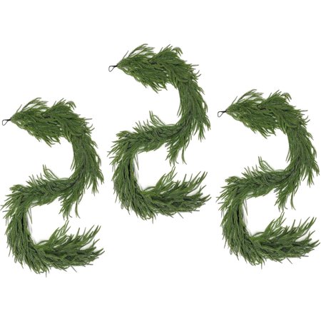 SHILIU-3 Pack 6ft Christmas Garland Decor Artificial Norfolk Pine Garlands Real Touch Artificial Faux Greenery Garland for Fireplace Mantle Wall Stairs Porch Holiday Indoor Outdoor Decorations