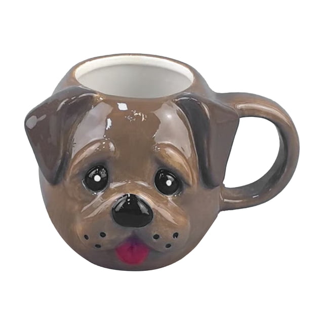 Taza de cerámica 3D con diseño de perro salchicha, con asa tallada, pintada a mano, ideal como regalo para amantes del café.
