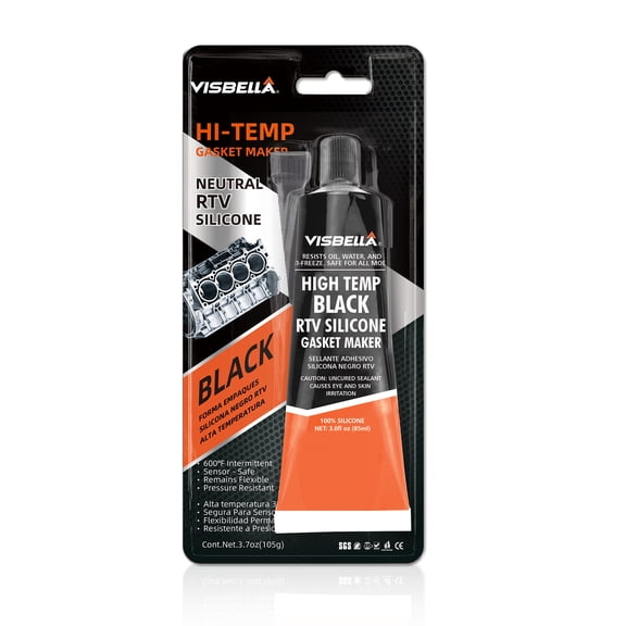 Visbella Black High Temp RTV Silicone Gasket Maker, Oil Resistant Sealant for Automotive Adhesives, 105g