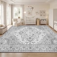 thumbnail image 2 of Janvonne 7'x10' Bohemian Grey Area Rug, Boho Chic Distressed Oriental Carpet, Washable Non-Slip Vintage Floral Rug for Living Room Bedroom, 2 of 8