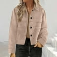 thumbnail image 2 of Yangnuo Womens Trendy Casual Buttoned Comfy Jackets Women's Solid Color Fashion Jacket Leather Coat Deerskin Velvet Temperament Neck Short Coat, 2 of 5