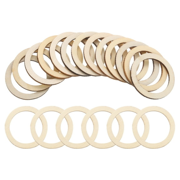 Uxcell 40mm Wooden Rings for Crafts, 100 Pack Natural Wood Rings Unfinished Wood Loop Circle Wood Pieces