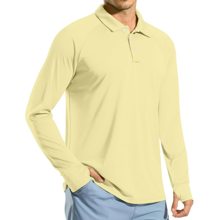 YDDIAN Men's Long Sleeve Golf Polo Shirt UPF 50+ Lightweight Sun
