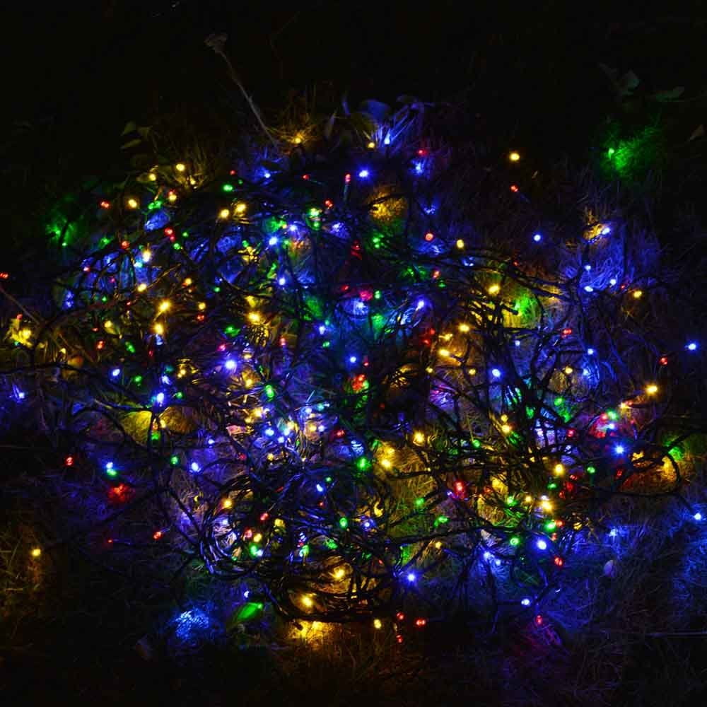 QiShi Christmas Lights Solar String Lights 72ft 200 LED Fairy Lights 8 Modes Ambiance Lighting for Outdoor Patio Lawn Landscape Garden Home Wedding (Multi-Color)-2PACK