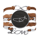 thumbnail image 1 of Abstract origami Shark forma geométrica Pulsera de cuero Negro trenzado pulsera de cuerda de amor Unbranded M, 1 of 3