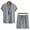 02 Gray, variant on Awdenio Men's 2 Piece Outfits Linen Set Short Sleeve Shirt Top and Drawstring Waist Vacation Short Sets