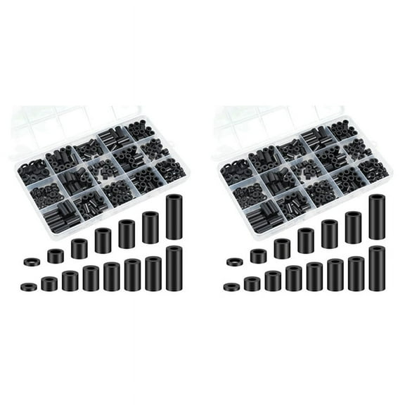 Nylon Spacers, Plastic Spacers Washers Assortment Kit, 690 Pcs Electrical Outlet Screw Spacers, M3 Black Round Spacer