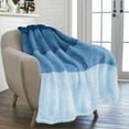 thumbnail image 3 of PAVILIA Fluffy Sherpa Throw Blanket Ombre | Gradient Plush, Soft, Fuzzy, Decorative Accent Throw Blanket for Couch Sofa Twin Bed | Cozy Warm Decorative Furry Faux Fur Blanket, 60x80 Inches Sea Blue, 3 of 7
