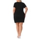 thumbnail image 3 of Vestidos envolventes de talla grande para mujer Agnes Orinda, con escote cuadrado, manga corta, vestido casual de verano midi 4X negro, 3 of 6
