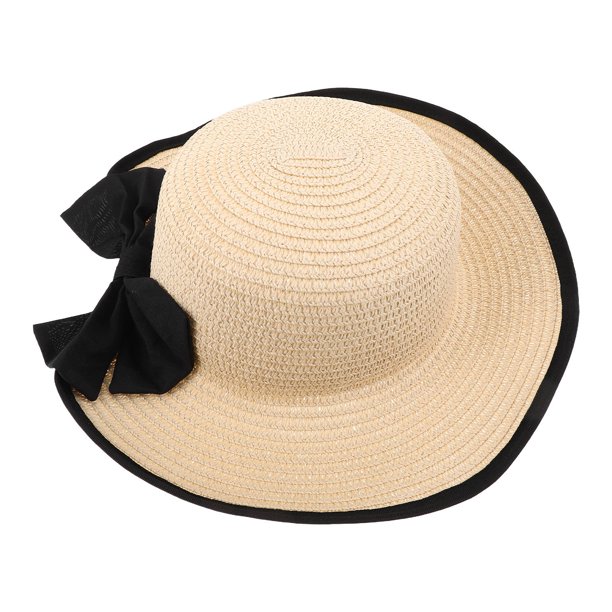 unbranded Sombrero Beige Para Mujer Con Ancha Y Moño Plegable Para Protección Solar En Exteriores