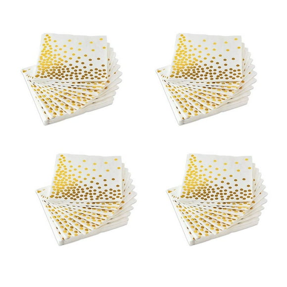 Servilletas de Cóctel Gold Dot (Paquete de 200) Papel de 3 Con Lunares Papel de Oro Perfectos para La Fiesta de Cumpleaños, Despedida de Soltera, Celebración Navideña Y Bodas