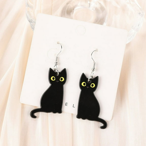 1Pair Halloween Drop Earrings Fashion Acrylic Skull Black Cat Jewelry For Women festival Birthday Gift
