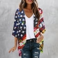 thumbnail image 4 of Gamivast Summer Cardigans for Women Patriotic Star Stripe Print Open Front Loose Flowy Fit Cover Ups Lightweight Breathable Chiffon 3/4 Sleeve Kimono Beach Vacation outfits, 4 of 6
