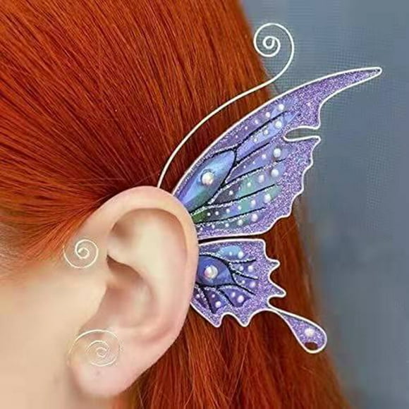 pieza de elegantes pendientes de elfo para cosplay, de hada, para mujeres y niñas, joyería para bodas
