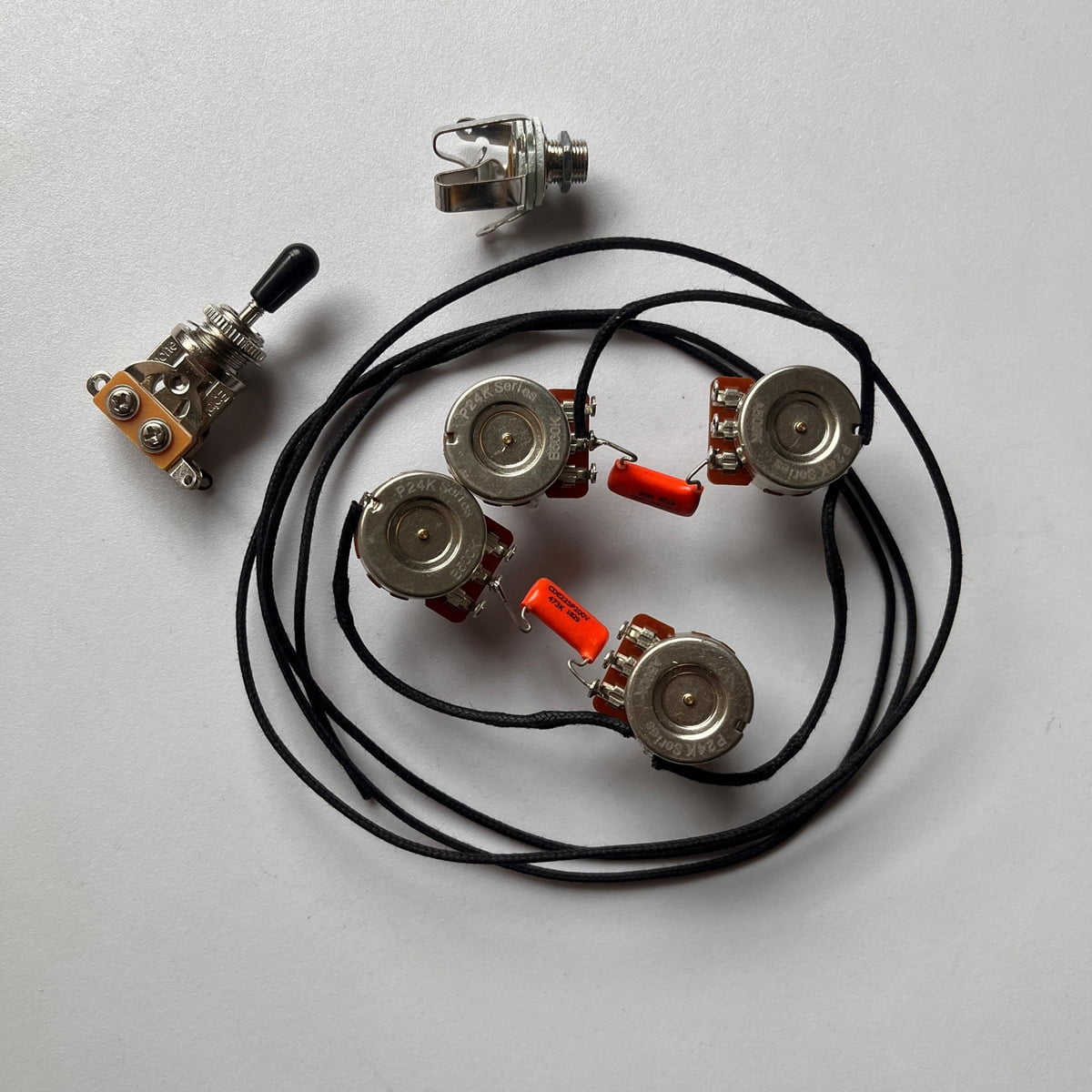 LP/SG Premium Prewired Wiring Harness Kit, Stereo Output Jack,Short Brass Copper Shaft Pots 500K,3-Way Switch Guitar Parts