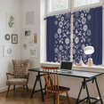 thumbnail image 5 of Japanese Kitchen Curtain for Berdoom Living Room Cafe 54 Inch Length, Navy Blue Country Flowers Leaves Aesthetic Tiers Curtains Light Filtering Drapes Rod Pocket Window Treatment 2 Panels 52"Wx54"L, 5 of 8
