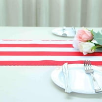 Efavormart 12" x 108" Satin Stripes Premium Table Runner For Wedding Decor Fit Rectangle and Round Table - Red / White