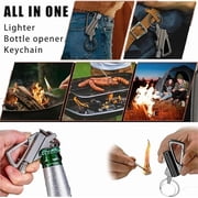 Qiweii Permanent Match Infinity Lighter, 3-in-1 Keychain Bottle Opener Igniter, Reusable Unlimited Lighter, Waterproof Matches, Outdoor Survival Permanent Igniter with 1pc Maintenance Cloth