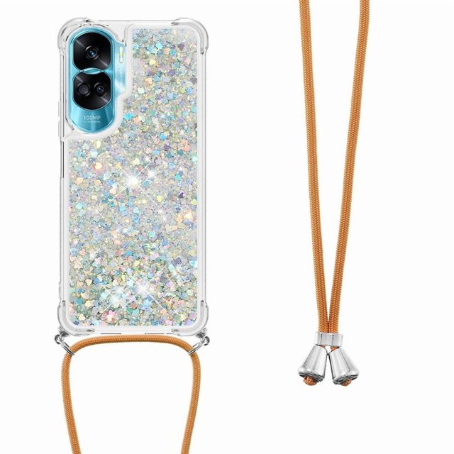 Funda FOXDOCK para Honor 90 Lite con Cuerda Ajustable, Brillo Líquido, Protección Antigolpes y Lente – Ideal para Regalo