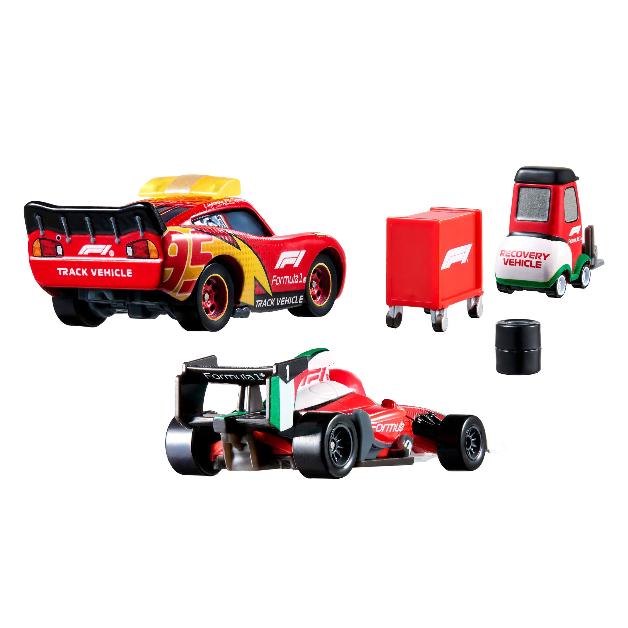Disney and Pixar Cars x Formula 1 Collab, Lightning McQueen, Francesco Bernoulli & Alex Machino