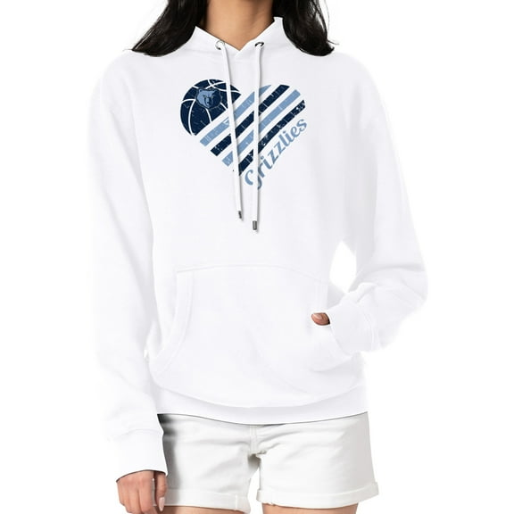 Women's G-III 4Her by Carl Banks  White Memphis Grizzlies  Heart Pullover Hoodie