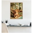 thumbnail image 2 of Kate and Laurel Framed Canvas Wall Art Print Majestic Lion by the Pool  by Michael Schauer, 18 x 24 Sylvie Beaded Rustic Natural Frame, Modern Contemporary, Animal Art for Wall Decor, 2 of 8