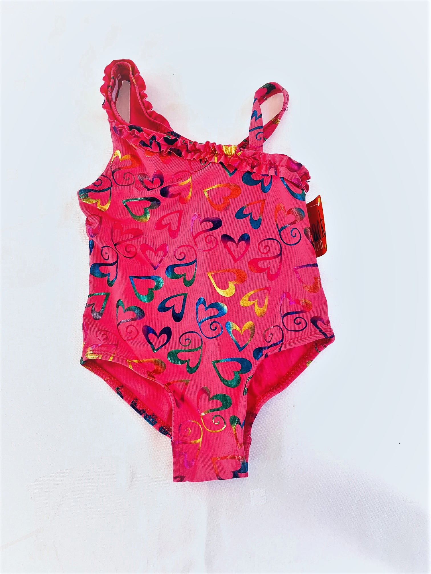 Penelope Mack Toddler Girls Red Pink White Stripe 2 Pc Swimsuit Tankini Bikini 