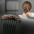 thumbnail image 2 of Peineta con forma de flor de cristal brillante, elegante artefacto para el cabello con cabeza esférica para mujer, peineta con siete dientes para la parte posterior de la cabeza, 2 of 5