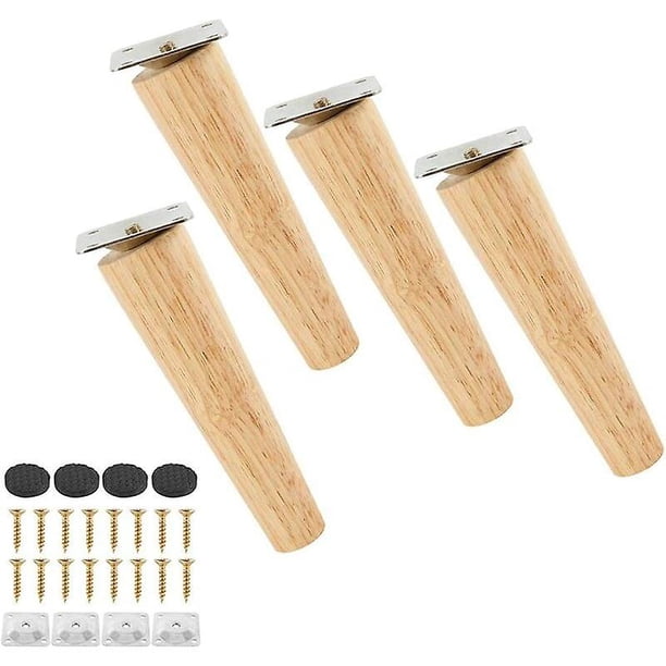 Juego 8 Patas Madera 12cm Con Placa Montaje Tornillos 4 Piezas 8cm