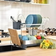 thumbnail image 3 of Dish Drying Rack,2 Tier Dish Rack with Drainboard,Tool-Free Installation, 3 of 7