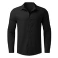 thumbnail image 4 of Blekii Boys Long Sleeve Button down Shirt Casual Collar Cotton Linen Solid Top, Black, 120, 4 of 4