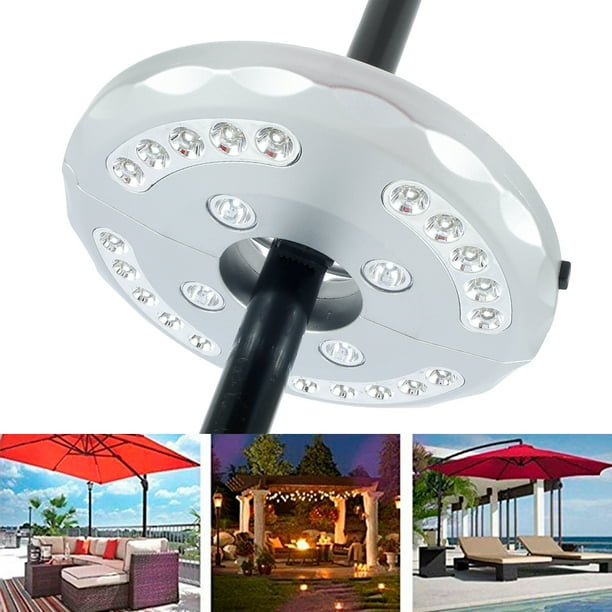 Luz de paraguas,28 luces LED inalámbricas para sombrilla, lámpara inalámbrica con 24 + 4 LED súper brillantes para sombrillas de patio, tiendas de campaña o actividades al aire libre Muyoka Hogar