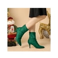 thumbnail image 6 of BLISSFUL STEP Women's Pointed Toe Slouched Stiletto Heel Ankle Boots Emerald Green 11, 6 of 7