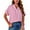 Pink, variant on Musefolio Women V Neck Short Sleeve Shirts Plaid Loose Flowy Blouse S-XXL