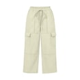 thumbnail image 6 of TFEOQRY Womens Cargo Pants with Pockets Elastic Waist Drawstring Solid Color Loose Casual Wide Leg Pants, 6 of 7