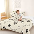 thumbnail image 5 of jejeloiu Aztec Bull Skull Western Full Size Comforter Sets Kids,Tribal Desert Print Bedding Sets For Boy,Reversible,3pcs, 5 of 8
