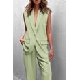 thumbnail image 3 of Conjunto PRETTYGARDEN Blazer sin Mangas y Pantalones Palazzo Verde Claro M, 3 of 7