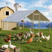 Bossin Metal Large Chicken Coop, Spire Shape Walk-in Poultry Chicken Hen cage with Waterproof and Anti-Ultraviolet Cover for Outside