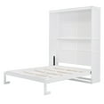 thumbnail image 6 of Harper & Bright Designs Queen Size Murphy Bed with Shelves, Foldable Wall Bedframe w/Flexible Slats Support, Space-Saving Design, Can Be Folded Into Cabinet, White, 6 of 12