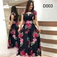 thumbnail image 4 of Elegante vestido de primavera para mujer, informal, de moda, con estampado floral, manga corta, superlargo, 2023, nuevo, a la moda, con aberturas., 4 of 5