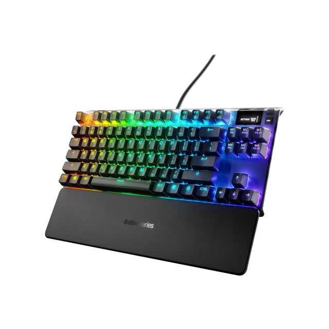 SteelSeries Apex 7 TKL Compact Mechanical Gaming Keyboard - OLED Smart Display - USB Passthrough and Media Controls - Linear and Quiet - RGB Backlit (Red Switch)
