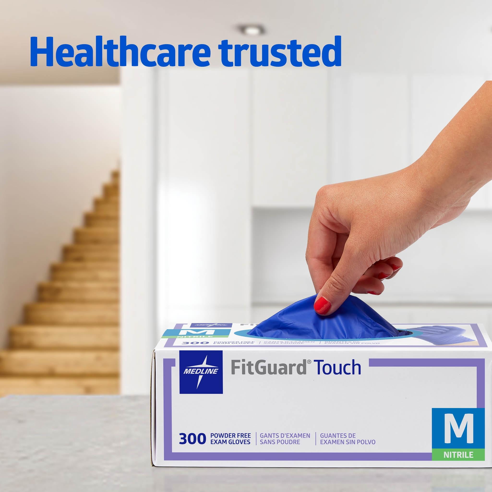 Medline FitGuard Touch Nitrile Exam Gloves, 300 Count, Small, Blue