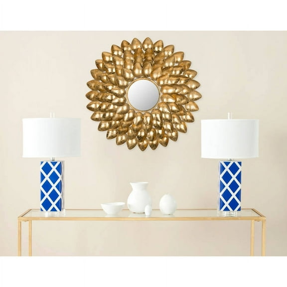 SAFAVIEH 8.2" Round Woodland Sunburst Mirror, Antique Gold