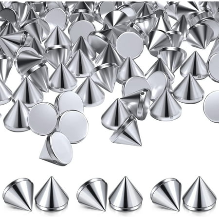 

440PCS 8mm Silver ABS Bullet Spike Cone Studs Rivets Cone Spike Studs Beads Flat Back Punk Spikes DIY Crafts Studs Glue on Decoration for Clothing Leather Clothes Belt Bag Shoes Jewelry Trims