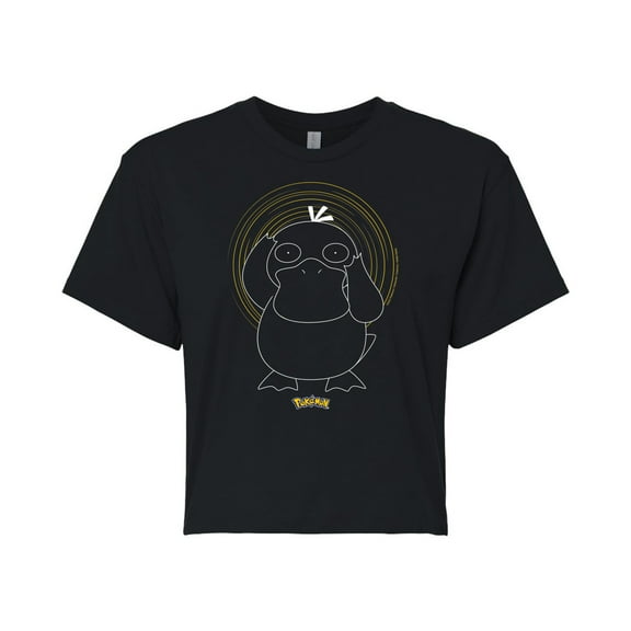 Pokémon - Psyduck Spiral - Juniors Cropped Cotton Blend T-Shirt