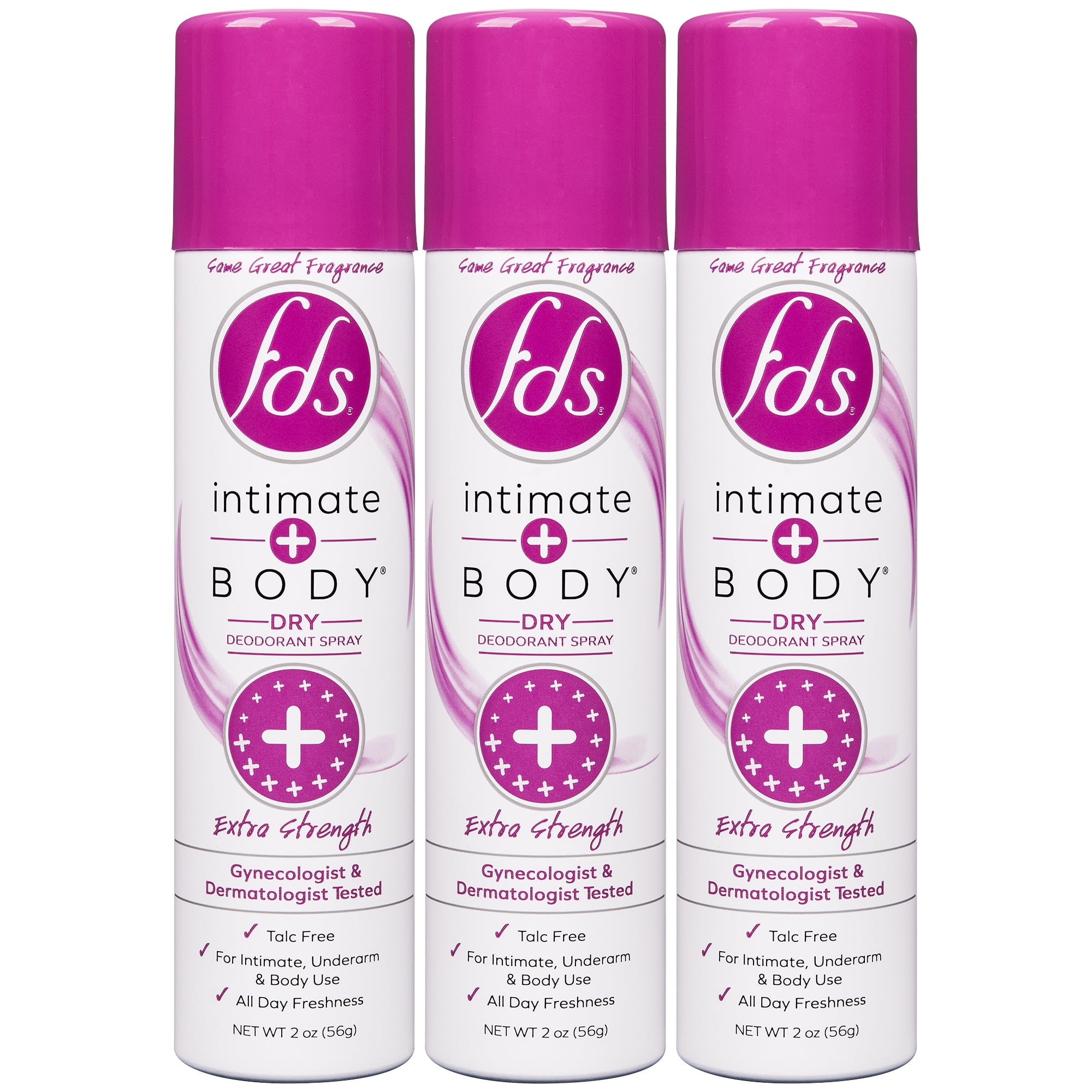 FDS Intimate + Body Dry Feminine Deodorant Spray, Extra Strength, 3