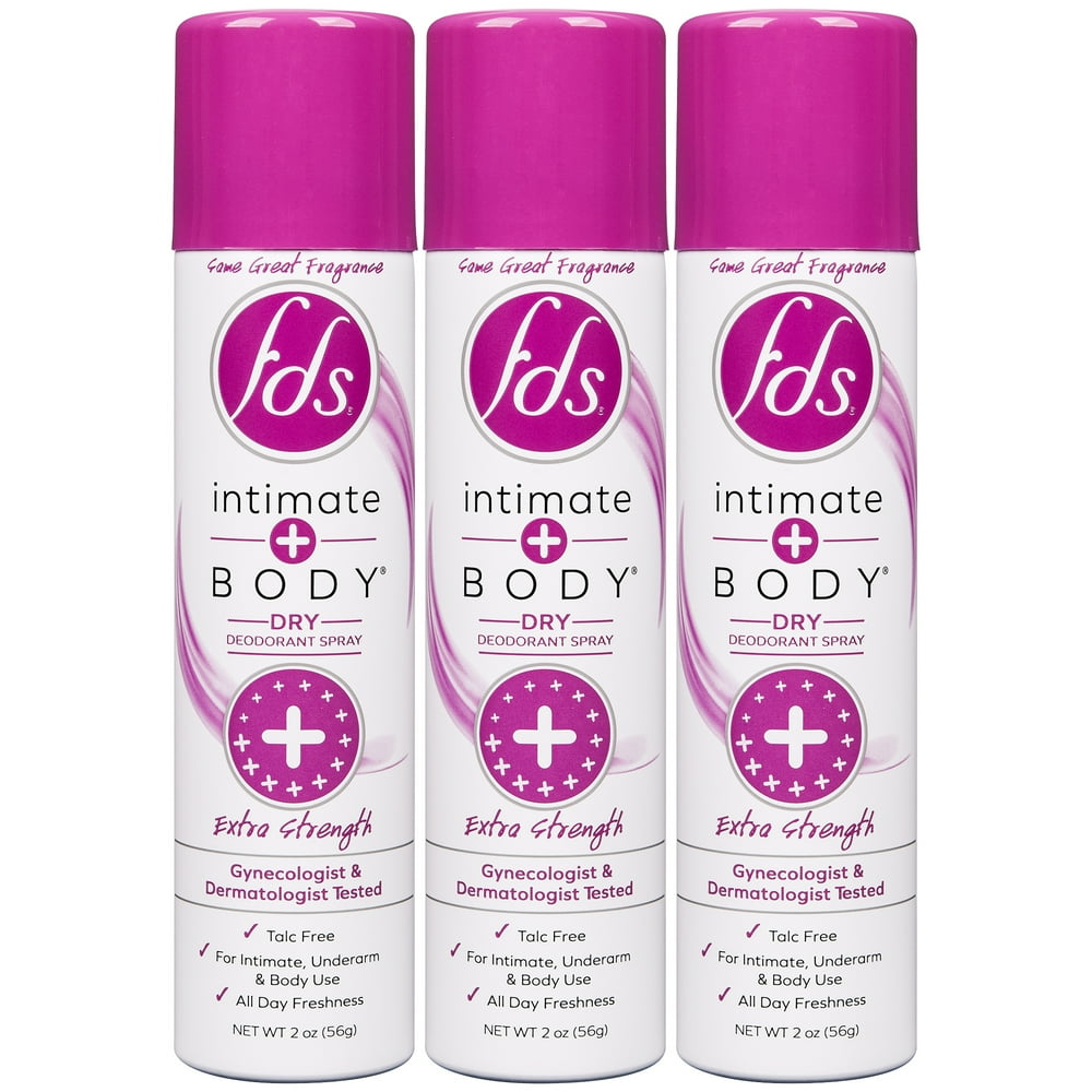 FDS Intimate + Body Dry Feminine Deodorant Spray, Extra Strength, 3