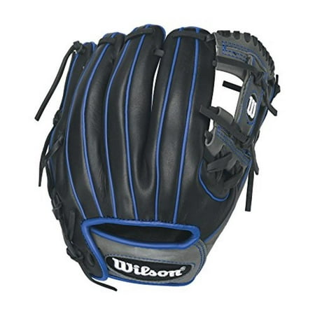 Wilson 6-4-3 1786 Pedroia Fit Infield Baseball Gloves, Black/Royal Accents, 11.5