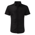 thumbnail image 2 of Conairie Men Short Sleeve Dress Shirts Casual Fashion Stretch Regular Fit Collar Button Down Shirt Lightweight Classic Basic Tee Black L, 2 of 9